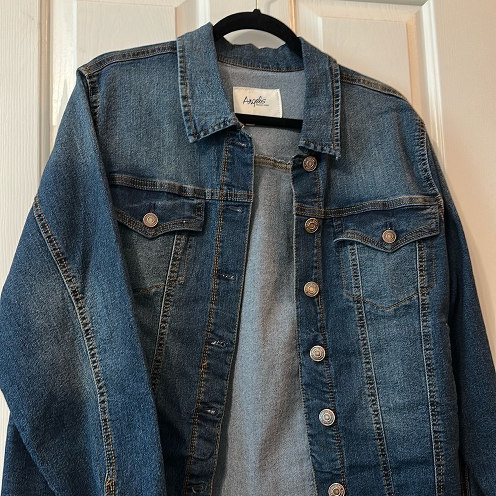 Y2K Angels Dark Wash Denim Jacket – Size 16 – Vintage Western Vibe